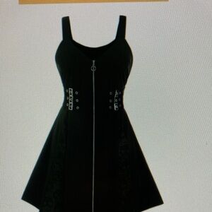 Black Zip-Front A-Line Dress